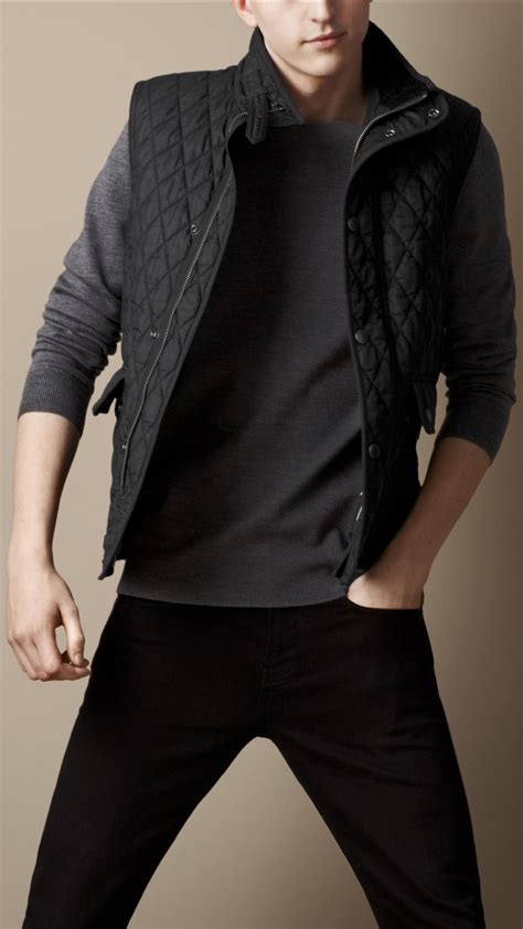 mens burberry gilet|Burberry quilted gilet black.